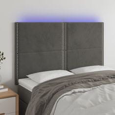 Greatstore Čelo postele s LED tmavě šedé 144x5x118/128 cm samet