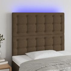 Greatstore Čelo postele s LED tmavě hnědé 80x5x118/128 cm textil