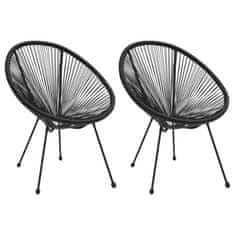 shumee VidaXL Garden Moon Chairs 2 ks Ratan Black