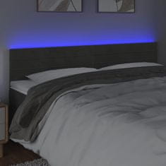 Greatstore Čelo postele s LED tmavě šedé 200x5x78/88 cm samet