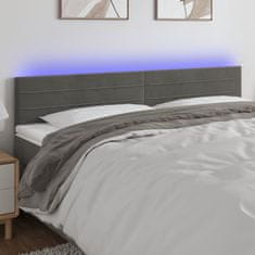 Greatstore Čelo postele s LED tmavě šedé 200x5x78/88 cm samet
