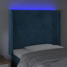 Greatstore Čelo postele s LED tmavě modré 93 x 16 x 118/128 cm samet