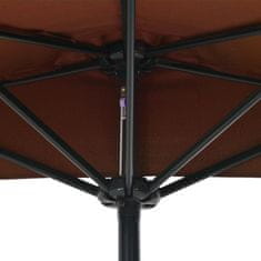 Vidaxl Slunečník na balkon hliníková tyč cihlový 270x135x245cm půlkruh