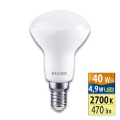 McLED LED žárovka R50 4,9W, 2700K, E14, CRI80, vyz. úhel 120°, ф use 360° 470lm