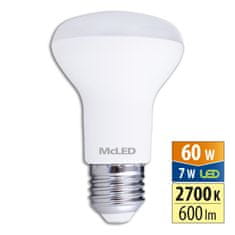 McLED LED žárovka R63 7W, 2700K, E27, CRI80, vyz. úhel 120°, ф use 360° 600lm