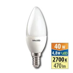 McLED LED žárovka svíčka 4,8W, E14, 2700K, CRI80, vyz. úhel 180°, ɸ use 360° 470lm