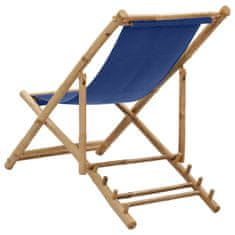 Vidaxl Kempingová židle bambus a plátno námořnická modrá