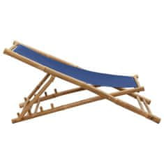 Vidaxl Kempingová židle bambus a plátno námořnická modrá