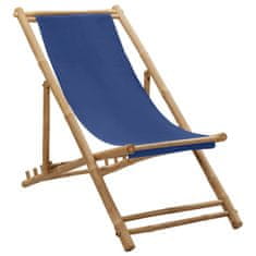 Greatstore Kempingová židle bambus a plátno námořnická modrá
