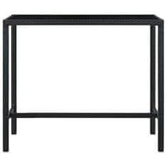 Greatstore Zahradní barový stůl černý 130 x 60 x 110 cm polyratan a sklo