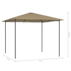 Greatstore Altán 3 x 3 x 2,6 m taupe 160 g/m2