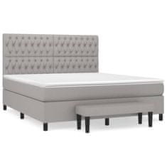 Vidaxl Box spring postel s matrací světle šedá 180 x 200 cm textil