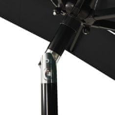 Greatstore 3stupňový slunečník s hliníkovou tyčí černý 2 x 2 m