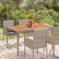 Vidaxl Zahradní stůl s dřevěnou deskou šedý 150 x 90 x 75 cm polyratan