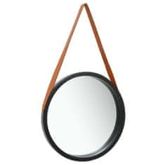 shumee vidaXL Nástěnné zrcadlo na pásku 50 cm černé