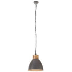 Greatstore Industriální závěsná lampa šedá železo masivní dřevo 46 cm E27