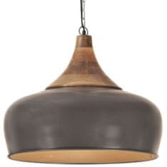 Greatstore Industriální závěsná lampa šedá železo masivní dřevo 45 cm E27
