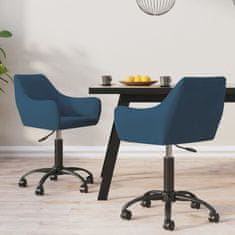 Vidaxl Otočné jídelní židle 2 ks modré samet