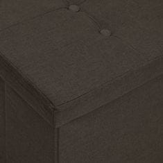 Vidaxl Skládací lavice s úložným prostorem, tmavě hnědá, umělé plátno