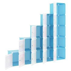 Greatstore Dětská modulární skříň s 15 úložnými boxy modrá PP
