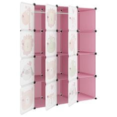 shumee Dětská modulární skříň s 12 úložnými boxy růžová PP