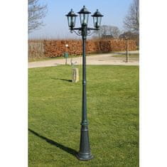 Greatstore Zahradní lampa vysoká 3 ramena 215 cm tmavě zelená/černá hliník