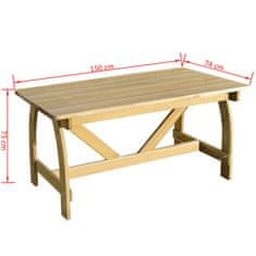Petromila Zahradní stůl 150 x 74 x 75 cm impregnované borové dřevo