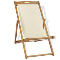 Greatstore Kempingová židle teak 56 x 105 x 96 cm krémová