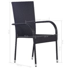 Greatstore Stohovatelné zahradní židle 2 ks polyratan černé