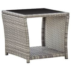 Vidaxl Konferenční stolek šedý 45 x 45 x 40 cm polyratan a sklo