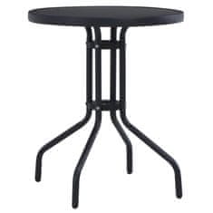 Greatstore Zahradní stolek černý 60 cm ocel a sklo