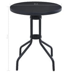 Vidaxl Zahradní stolek černý 60 cm ocel a sklo