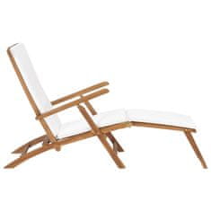 Vidaxl Polohovací židle s poduškou krémově bílá masivní teakové dřevo