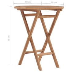 Greatstore Skládací zahradní stolek 60 x 60 x 75 cm masivní teakové dřevo