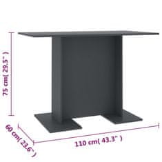 Greatstore Jídelní stůl šedý 110 x 60 x 75 cm dřevotříska