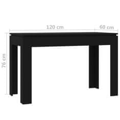 Vidaxl Jídelní stůl černý 120 x 60 x 76 cm dřevotříska