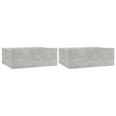Greatstore Nástěnné noční stolky 2 ks betonově šedé 40x30x15cm dřevotříska