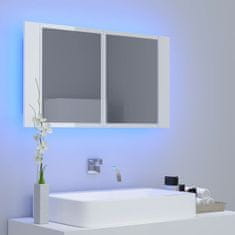 Greatstore LED koupelnová skříňka se zrcadlem lesklá bílá 80 x 12 x 45 cm