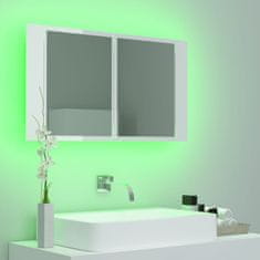 Greatstore LED koupelnová skříňka se zrcadlem lesklá bílá 80 x 12 x 45 cm
