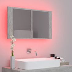 shumee LED koupelnová skřínka se zrcadlem betonově šedá 80x12x45 cm