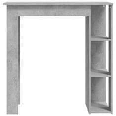 Greatstore Barový stůl s regálem betonově šedý 102x50x103,5 cm dřevotříska