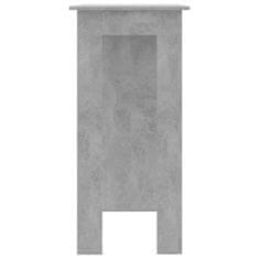 Greatstore Barový stůl s regálem betonově šedý 102x50x103,5 cm dřevotříska
