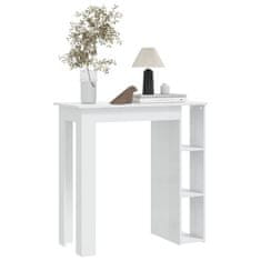 Greatstore Barový stůl s regálem bílý lesklý 102x50x103,5 cm dřevotříska