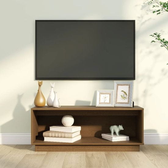 Greatstore TV skříňka medově hnědá 90 x 35 x 35 cm masivní borové dřevo