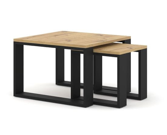 Homlando Konferenční stolek NUKA M 60x60 cm dvojitý konferenční stolek řemeslník dub