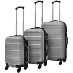 Greatstore Sada tří skořepinových kufrů na kolečkách, stříbrná