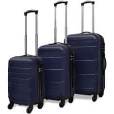 Vidaxl Sada tří skořepinových kufrů na kolečkách, modrá