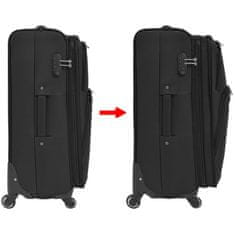 shumee 3dílná souprava měkkých kufrů na kolečkách, černá