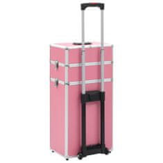 shumee Kosmetický kufřík na kolečkách hliník růžový