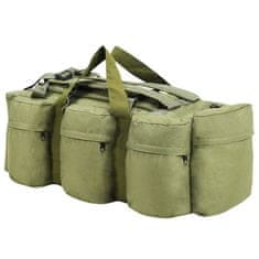 shumee Sportovní taška 3v1 v army stylu, 120 l, olivově zelená